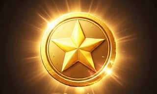A shimmering gold coin with a star, representing bonuses and achievements.