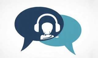 Two speech bubbles with a headset icon, symbolizing responsive customer support and communication.