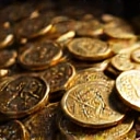 Pile of glowing gold coins