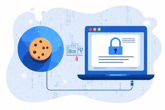 Illustration of a cookie being stored in a web browser