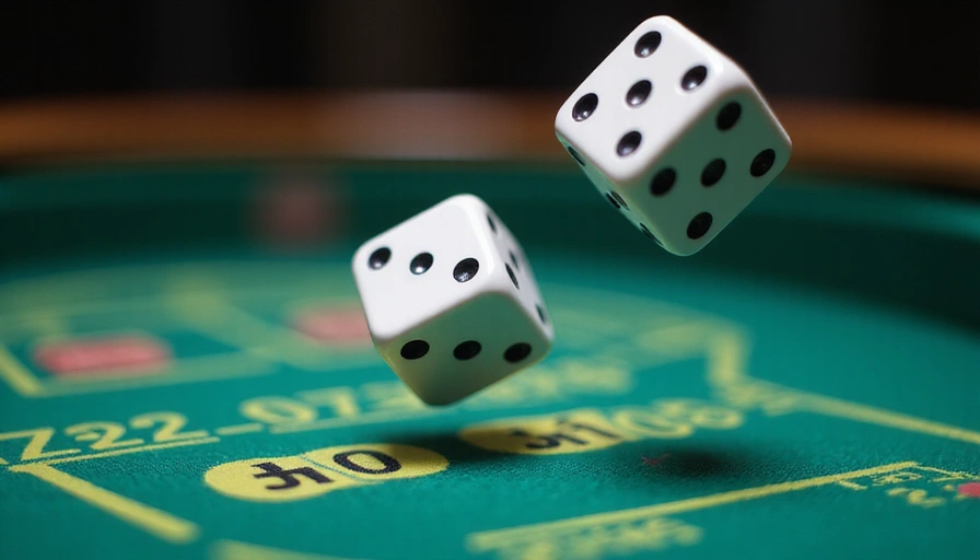 Animated dice rolling on a craps table