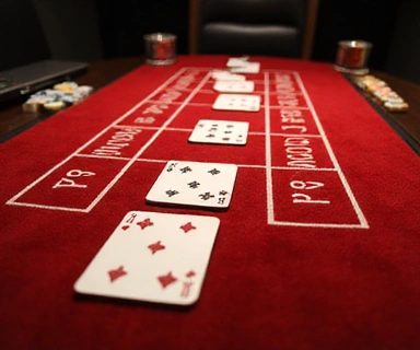 Baccarat table with cards and chips