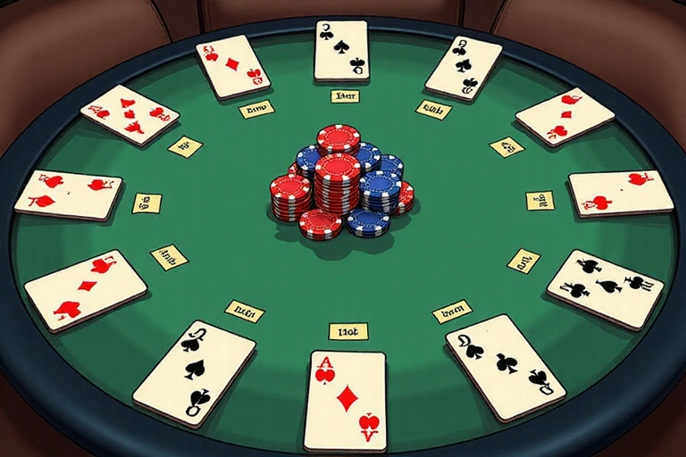 Texas Hold'em Poker table with cards and chips