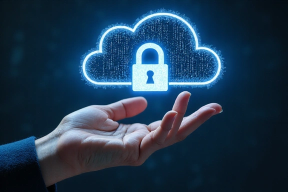 Illustration of a hand holding a digital key, symbolizing data access and control